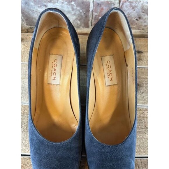 Coach Women's Naomi Gray Suede Pumps Stacked Block Heel Round Toe Size 9 - Picture 10 of 12